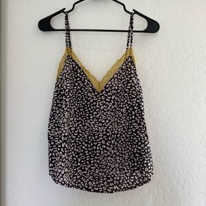 Victoria’s Secret Lace Trim Tank Top Cami Pink Leopard Gold Polka Dot Sexy Sleep